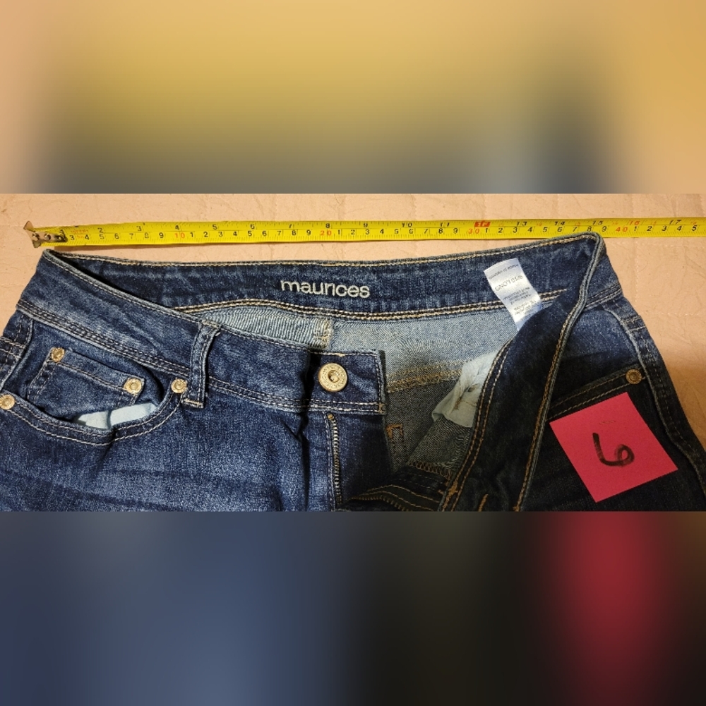 Maurices Blue Boot Cut Jeans with Gold Stitching